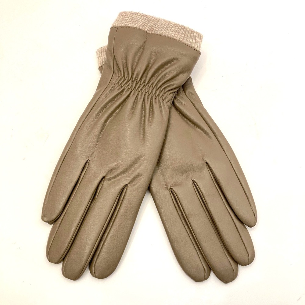 REDESS Leather Gloves Womens Small 6.5 Beige Khaki Lined‎ Knit NEW in Package - Picture 2 of 3
